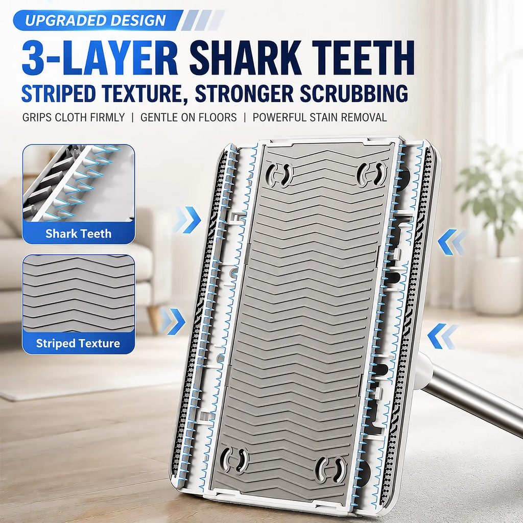 Retractable Mop – Hands-Free Clamp, Wet & Dry, Replaceable Pads for Hardwood & Tile