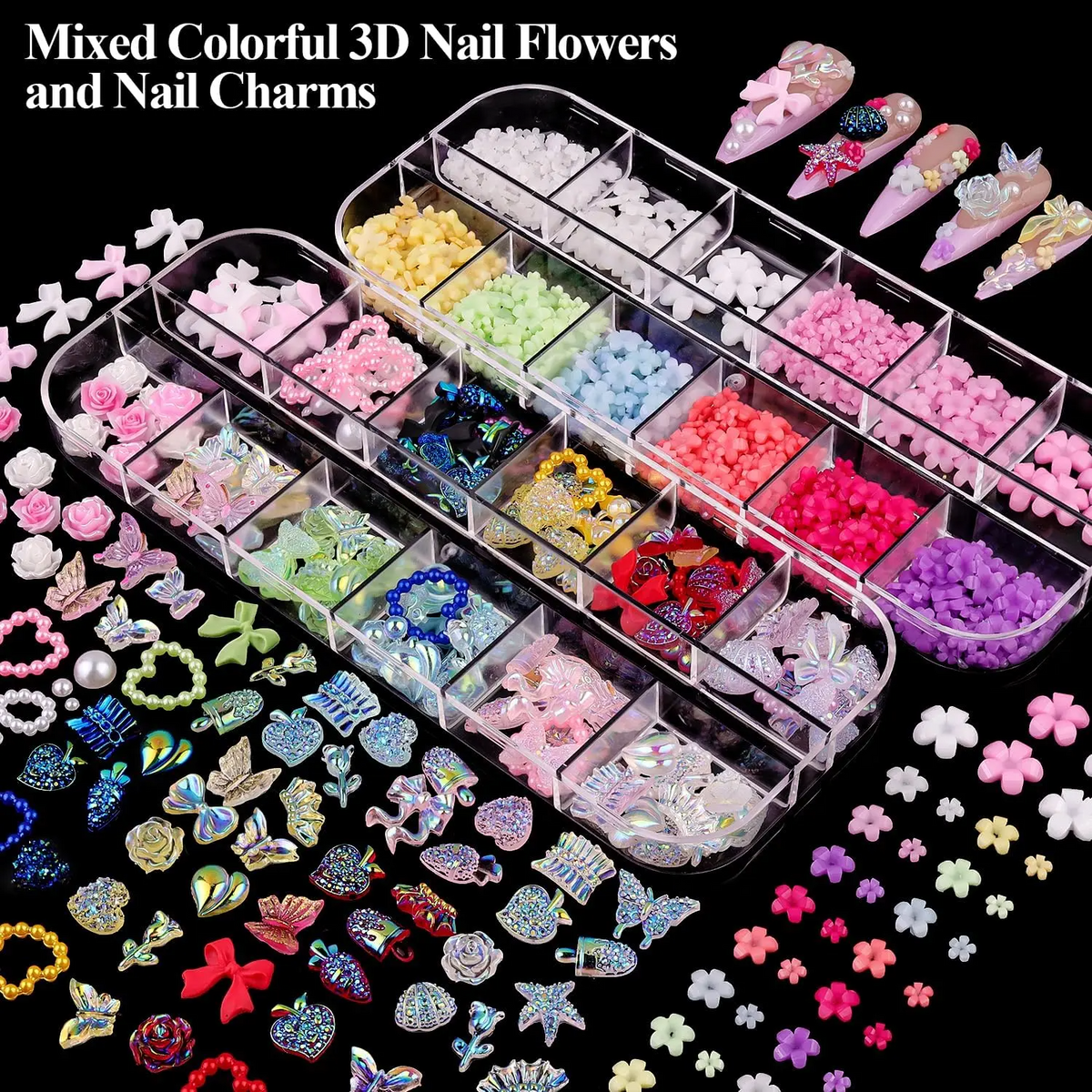 3D Nail Charms Kit – Rhinestones, Pearls & Jewels for Nail Art