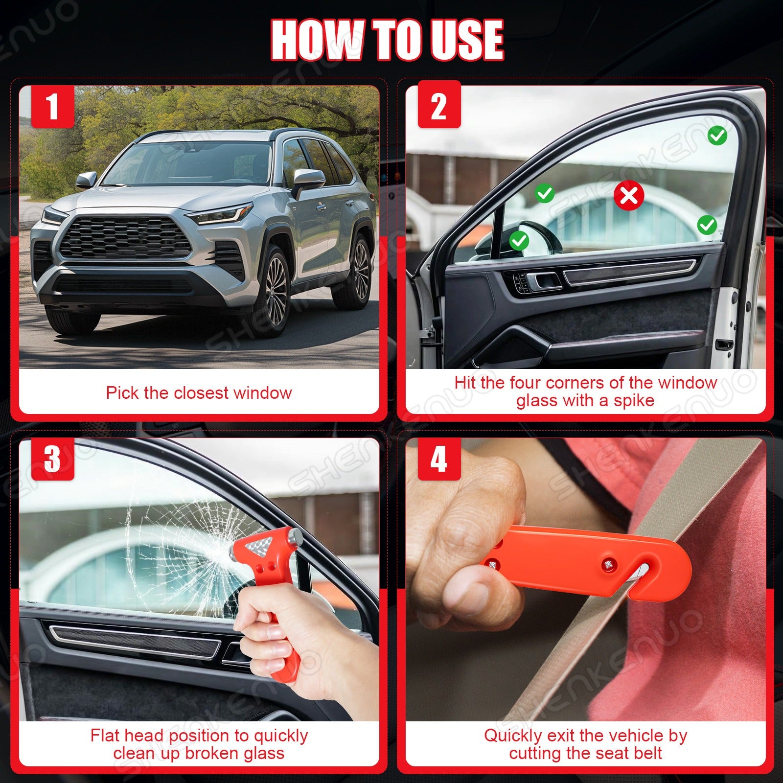 Car Safety Hammer Window Glass Breaker Seat Belt Emergency Escape Cutter Tool