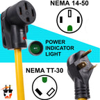 30 to 50 Amp (Male-Female) Dogbone Adapter RV Electrical Power Plug Converter