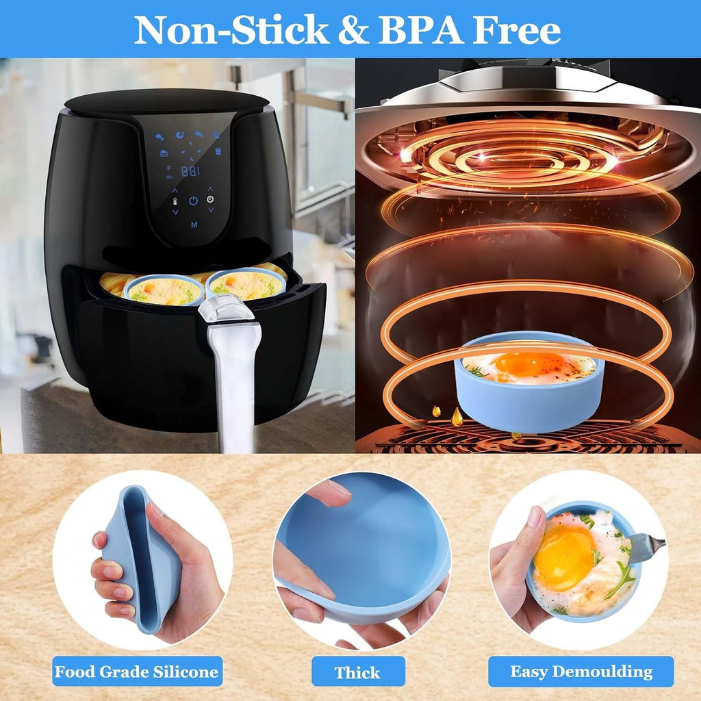 Silicone Air Fryer Egg Mold,3 Pcs Reusable Nonstick Egg Bites Pan