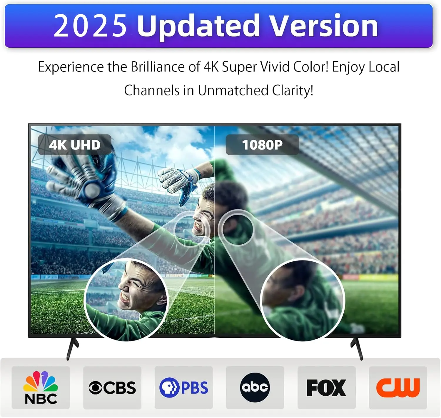 Indoor Digital TV Antenna – 360° 4K/1080P, Long Range, Easy Install