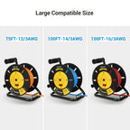 Extension Cord Storage Reel Open Cord Reel with 4-Grounded Outlets