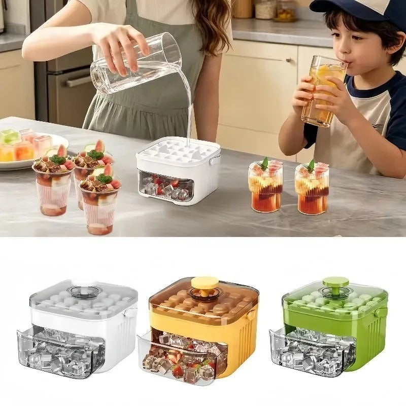 50-Cube Ice Cube Tray with Easy Press Lid Double Layer Ice Maker Mold