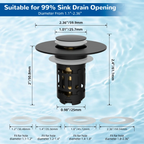 3-in-1 Bathroom Sink Drain Strainer – Pop-Up Stopper, Removable Steel Basket & Hair Catcher