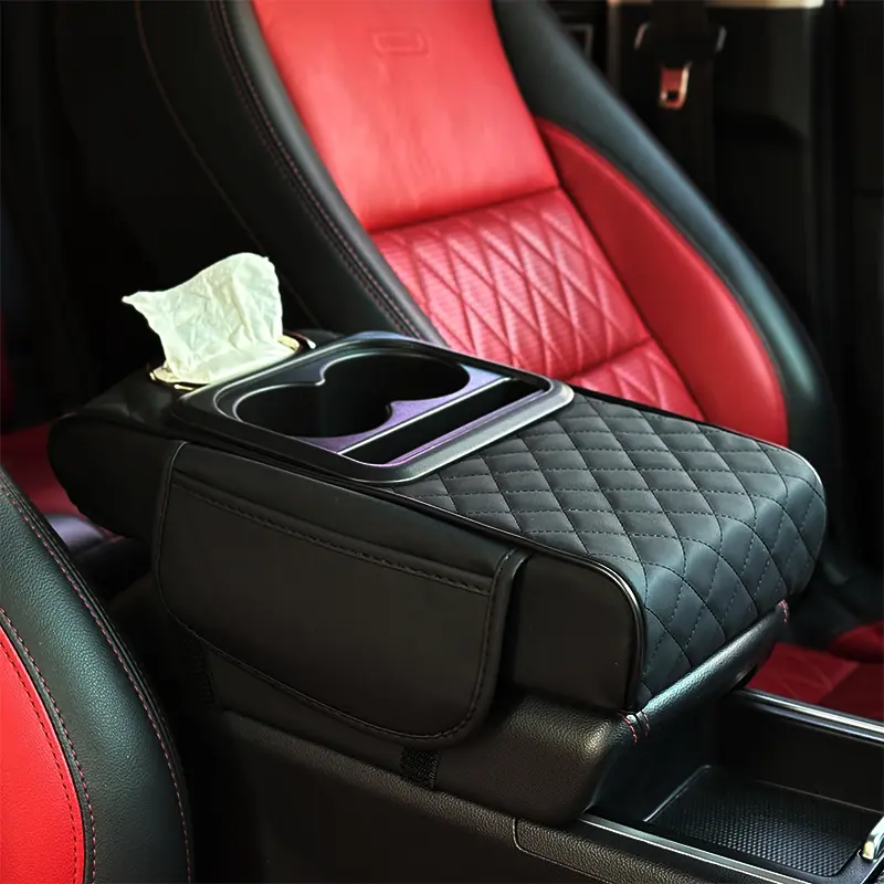 Car Armrest Cushion 5-in-1 – Center Console Cover with Storage, Cup Holder & Phone Slot