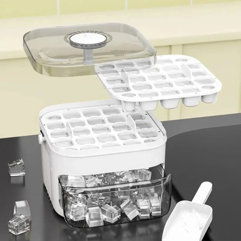 50-Cube Ice Cube Tray with Easy Press Lid Double Layer Ice Maker Mold