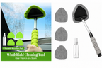 Car Window Cleaner Tool – Extendable Handle, 180° Pivoting Head & 4 Microfiber Pads